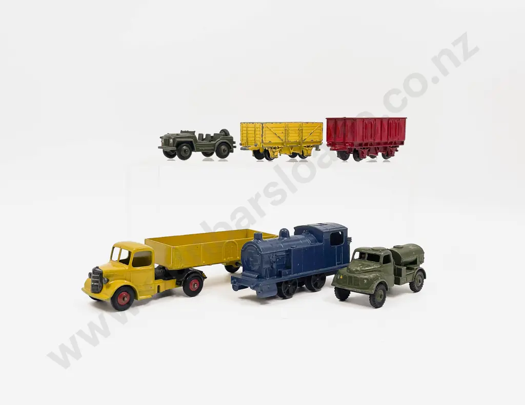 Dinky Goods Train Set - Bedford Truck - Two Military Vehicles restored and un-restored Image 1++