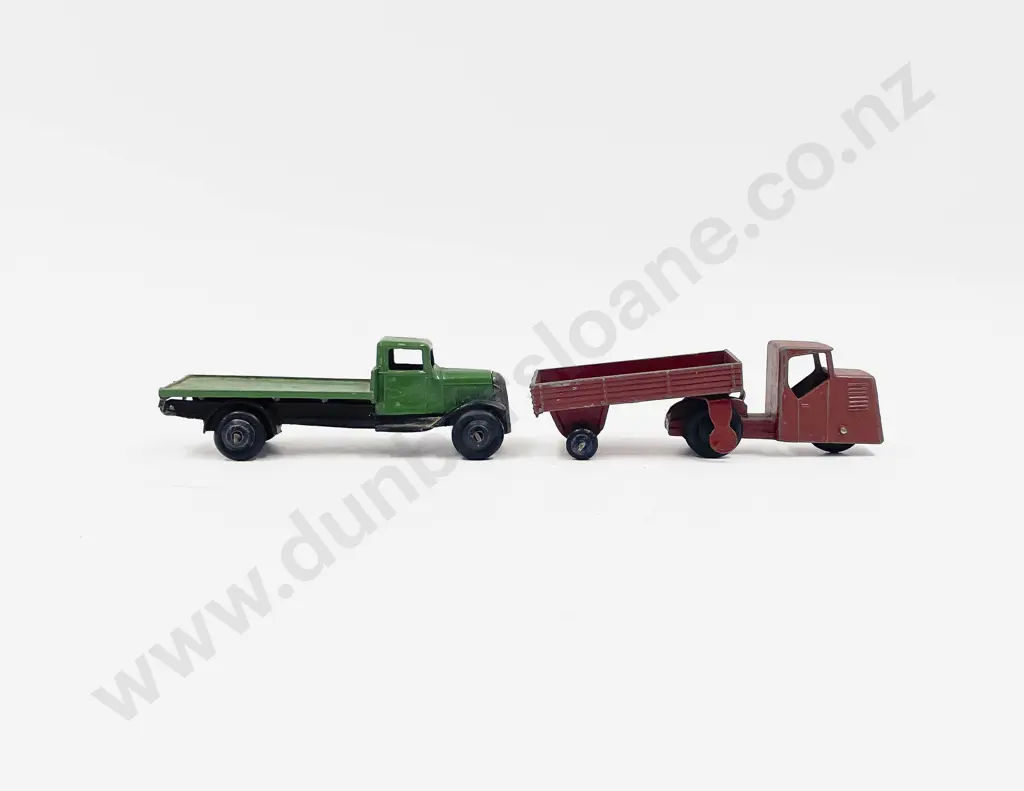 Two First Model Dinky Vehicles Mechanical Horse & Wagon and Flat Deck Truck Image 1++