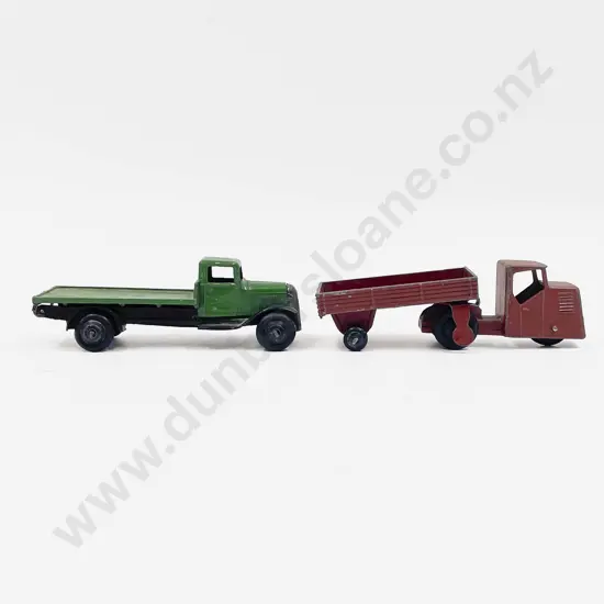 Two First Model Dinky Vehicles Mechanical Horse & Wagon and Flat Deck Truck