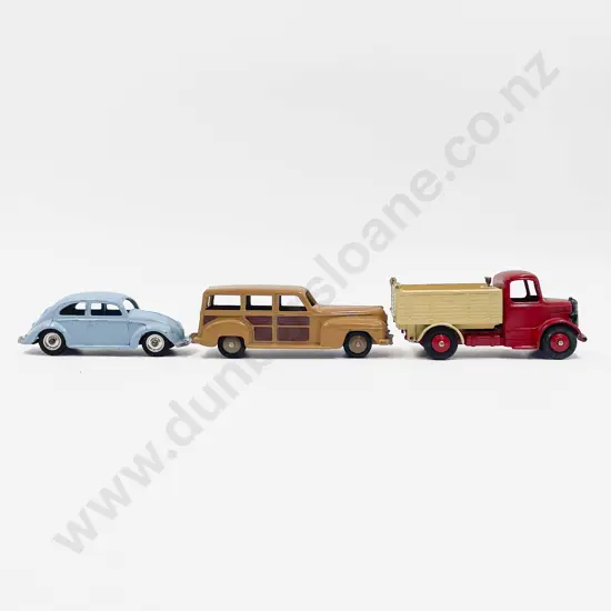 Dinky Unboxed 410 Bedford End Tipper Truck - 344 Plymouth Estate Car - 181 Volkswagen Beetle