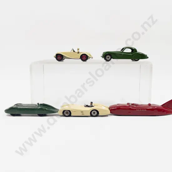 Five Various Vintage Dinky Land Speed Racers and Jaguar and MG Midget Models Restored