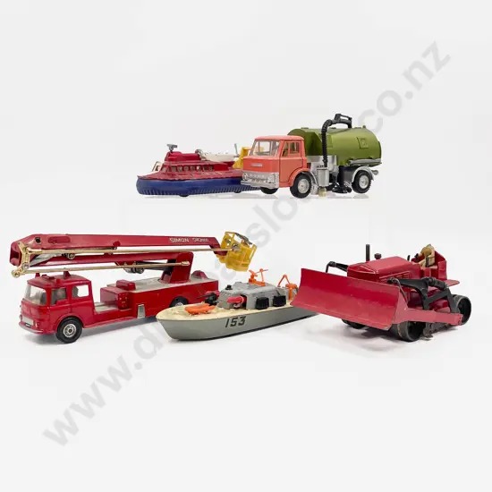 Four Large Dinky Models with Corgi Simon Snorkel Fire Tender