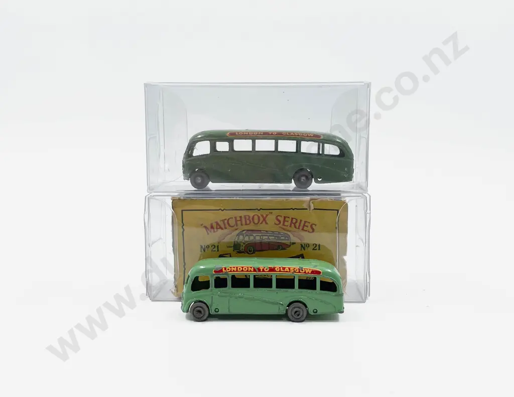 Matchbox A Moko Lesney Box No21 Bedford Duple Luxury Coach Large & Small Versions Image 1++