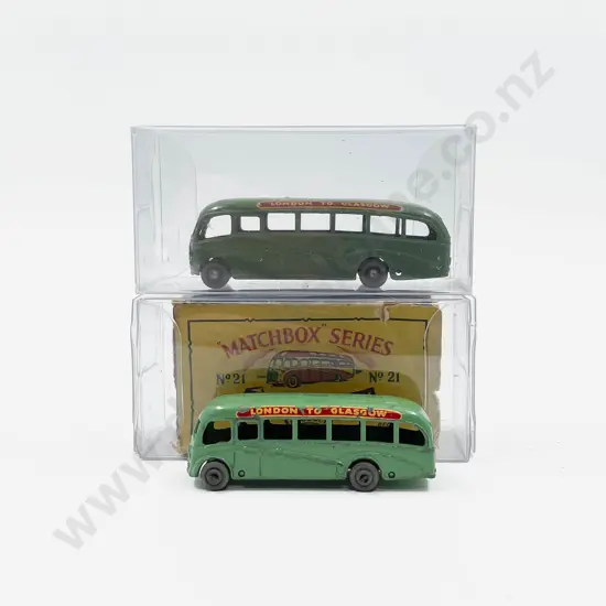 Matchbox A Moko Lesney Box No21 Bedford Duple Luxury Coach Large & Small Versions