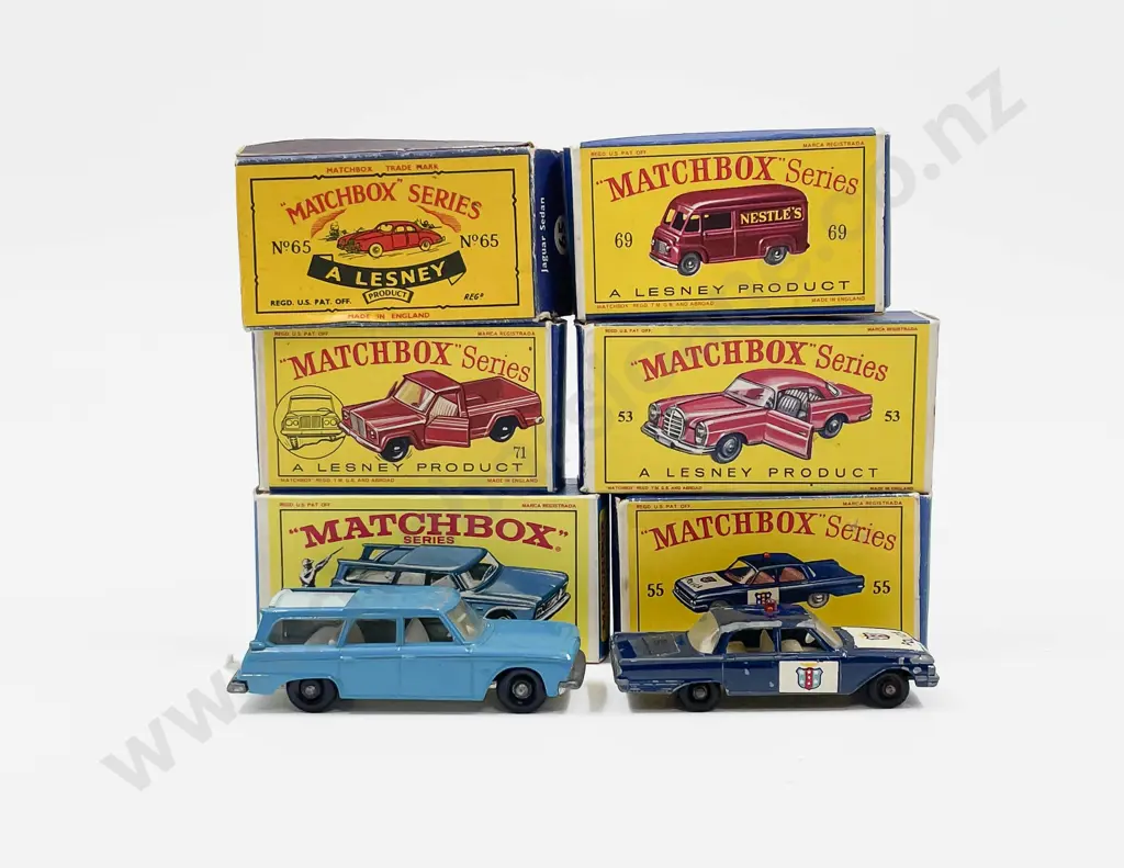 Matchbox Early Boxed Models 69 - 65 - 53 - 71 - 42 - 55 some play wear to models Image 1++
