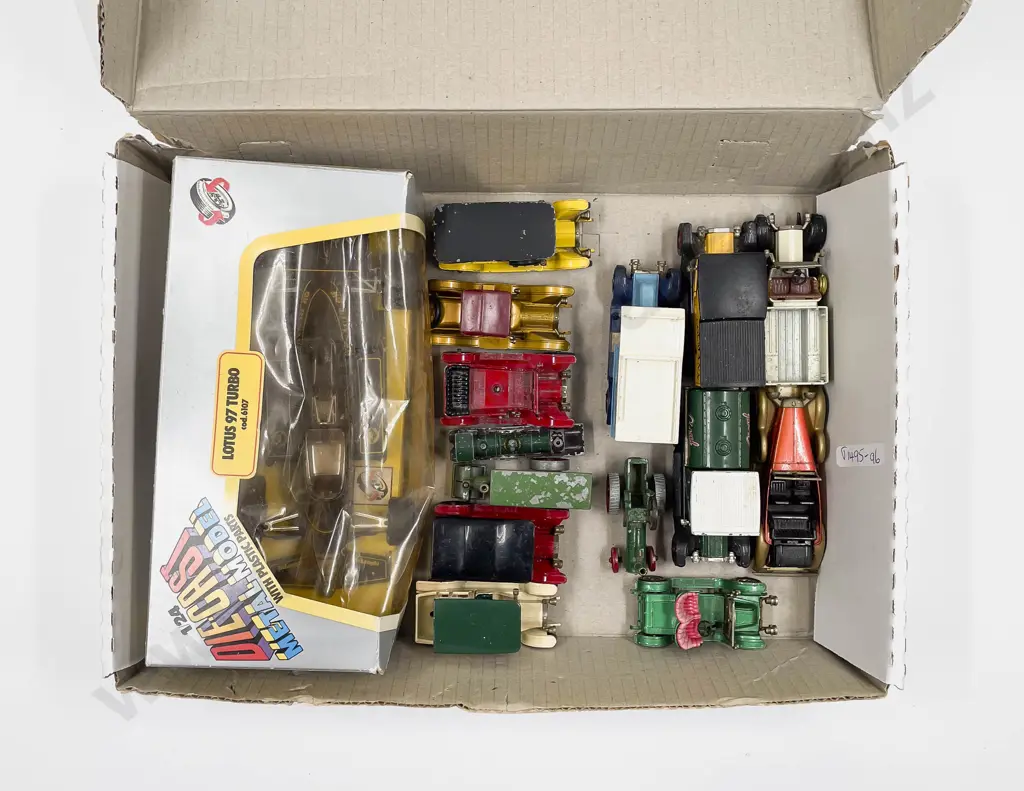 Assorted Unboxed Models of Yesteryear - playworn with Boxed Burago Lotus 97 Turbo Image 1++