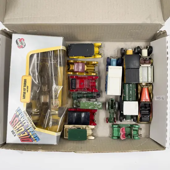 Assorted Unboxed Models of Yesteryear - playworn with Boxed Burago Lotus 97 Turbo