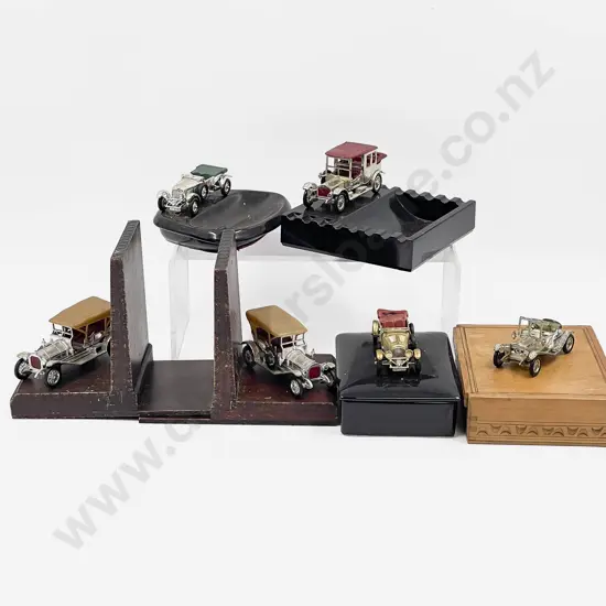 Matchbox/Lesney Veteran Car & Tray Series Pair Bookends with Box and Three Trays (Faults)