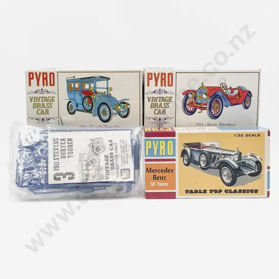 C1967 Pyro Vintage Car Uncompleted Kit Sets (three boxed and one unboxed)