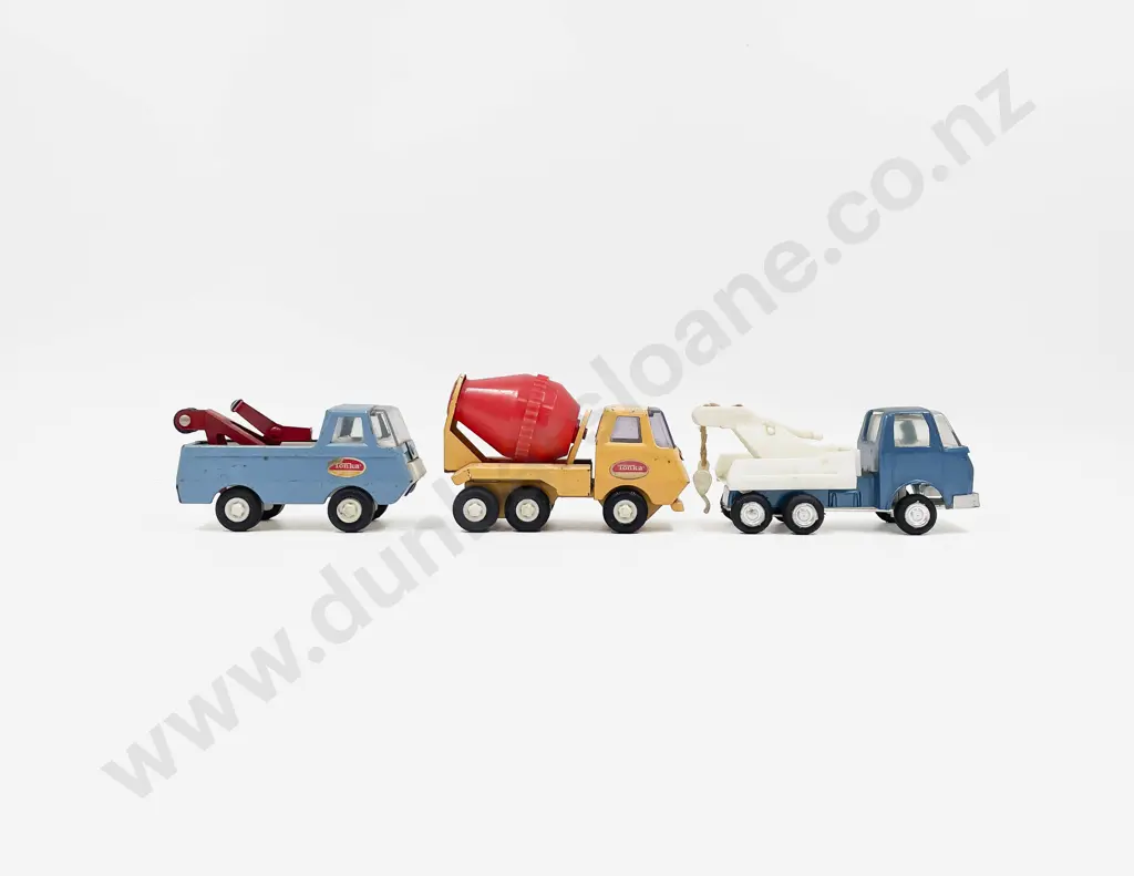 Three Small Tonka Models - two Tow Trucks and Cement Mixer Image 1++