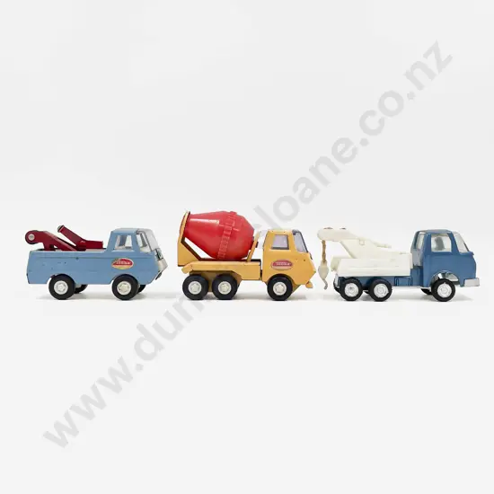 Three Small Tonka Models - two Tow Trucks and Cement Mixer