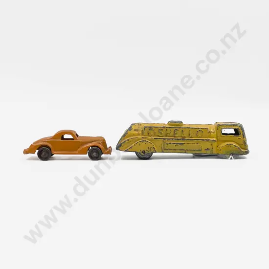 Tinke Toys Shell Oil Tanker and Unmarked Saloon Car