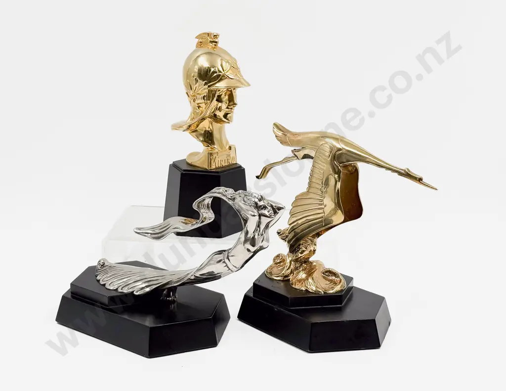 Three Franklin Mint Car Mascot Hood Ornaments - Minerva Cadillac and Hispano Suiza Image 1++