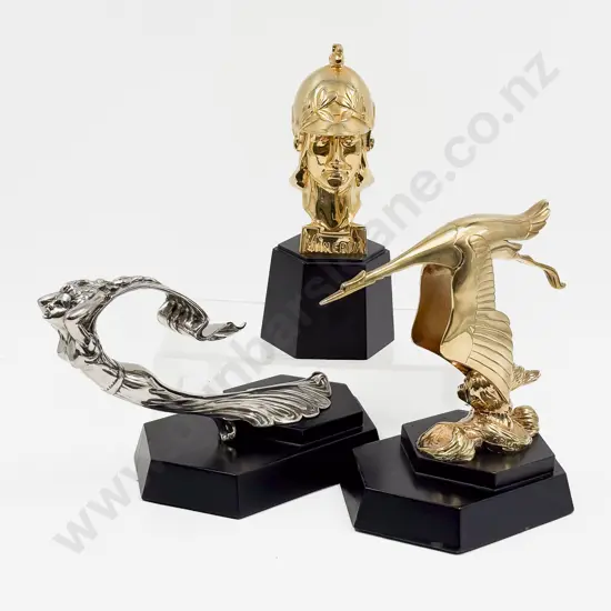 Three Franklin Mint Car Mascot Hood Ornaments - Minerva Cadillac and Hispano Suiza