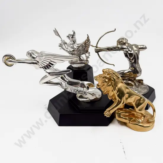 Four Franklin Mint Car Mascot Hood Ornaments - Packard  Peugeot Pierce Arrow and Vauxhall