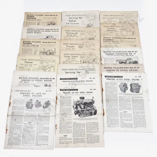 Motor Trader Service Data Various Truck Tractor and Perkins Diesel Engine Service Supplements