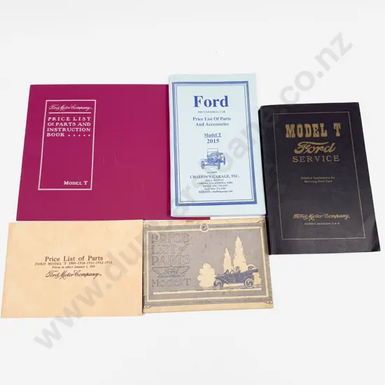 Five Reprint Copies of Ford Model T Service Part and Instruction Booklets