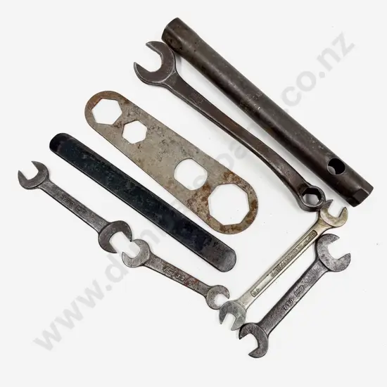 Seven Vintage Ford Branded Hand Tools and Dunlop Tyre Lever