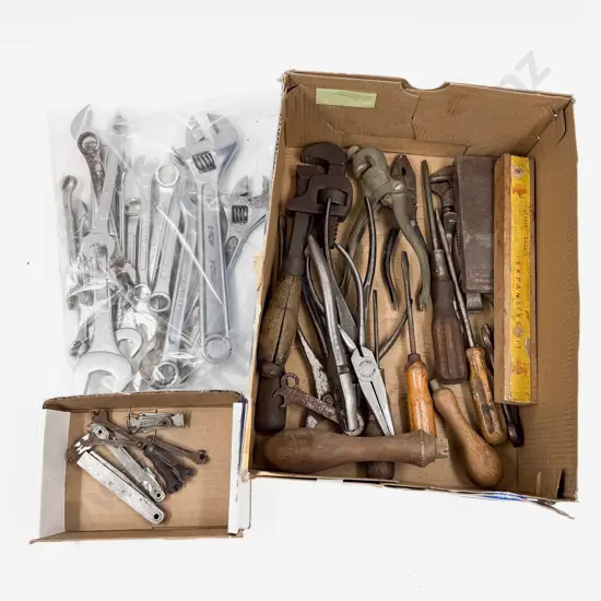 Qty Vintage Assorted Hand Tools with Modern Japanese Spanners