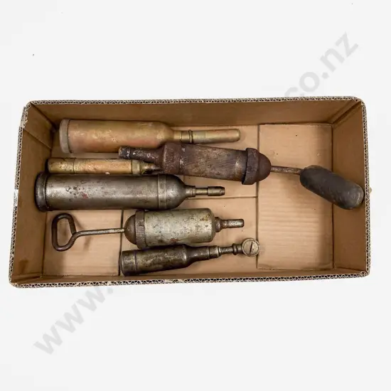Six Various Manufacture Vintage Grease Guns