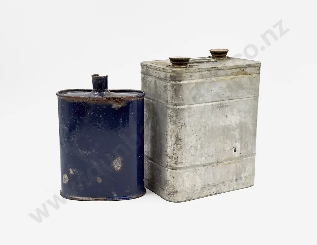 1940s WWII Swiss Army Oil Can 4 Litres with WWI Enamel Water Bottle (no stopper) Image 1++