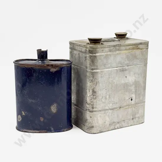 1940s WWII Swiss Army Oil Can 4 Litres with WWI Enamel Water Bottle (no stopper)