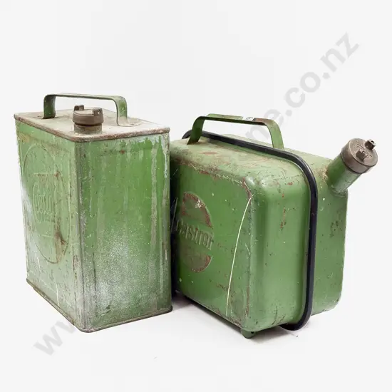 Castrol Ltd Wellington Petrol Can with Lesco Brass Cap and Castrol with Plain Brass Cap