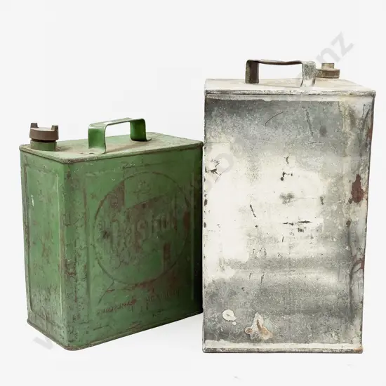 Unbranded Petrol Can and Castrol with Brass Caps