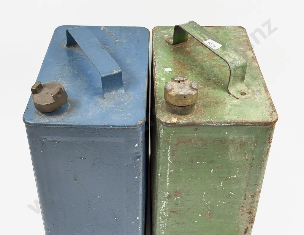 Big Tree Motor Spirit Can and Castrol with Brass Caps Image 1++