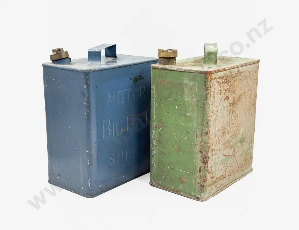 Big Tree Motor Spirit Can and Castrol with Brass Caps Image 1++