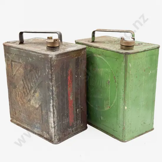 Castrol Motor Oil and Redline Oil Cans with matching Brass Caps