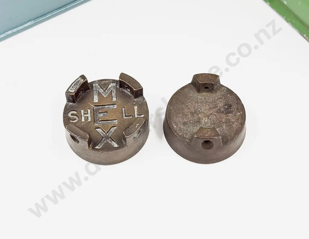 Castrol Petrol Can with Brass Cap and Repainted Can and Shell and Plain Brass Caps Image 1++