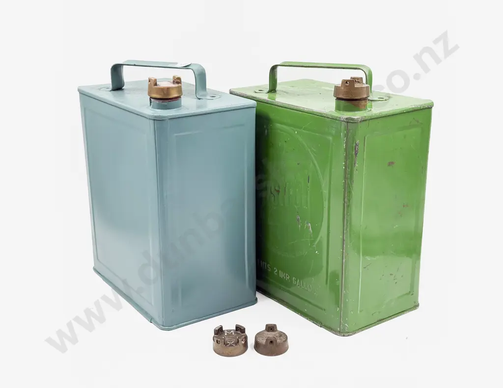 Castrol Petrol Can with Brass Cap and Repainted Can and Shell and Plain Brass Caps Image 1++