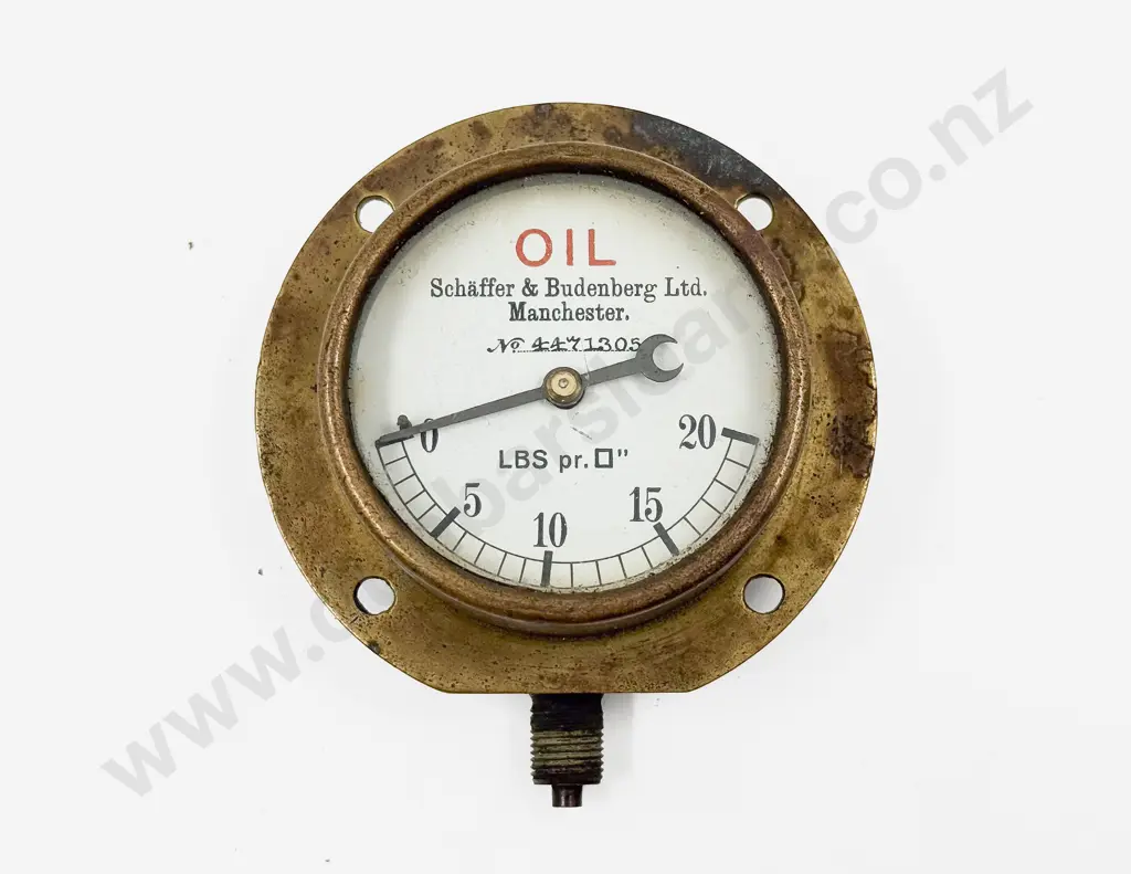Vintage Brass Cased Schaffer & Bunderberg Oil Gauge Image 1++