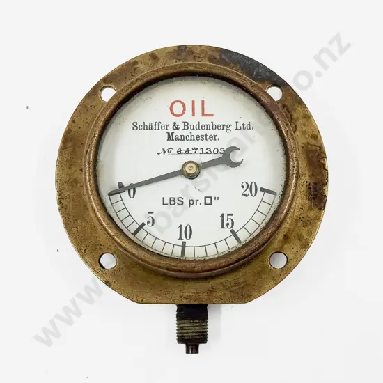 Vintage Brass Cased Schaffer & Bunderberg Oil Gauge