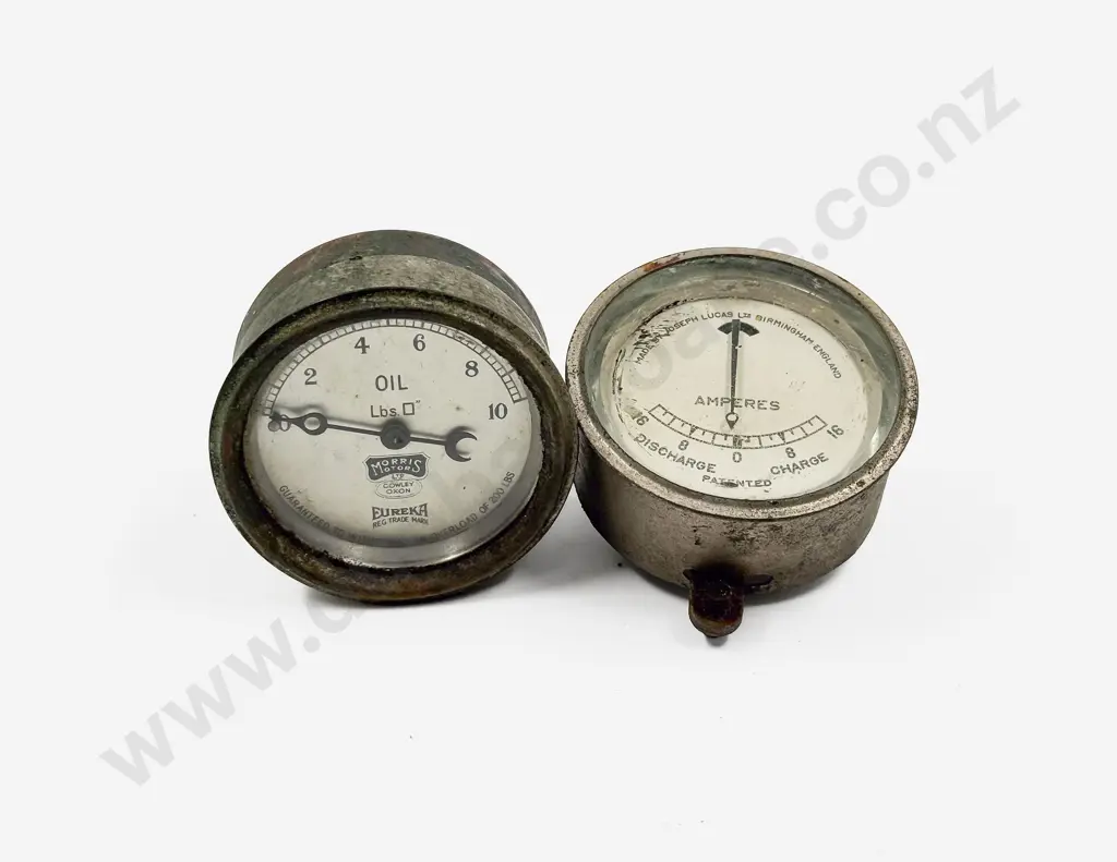 Morris Motor Oil Gauge and Joseph Lucas Amperes Image 1++