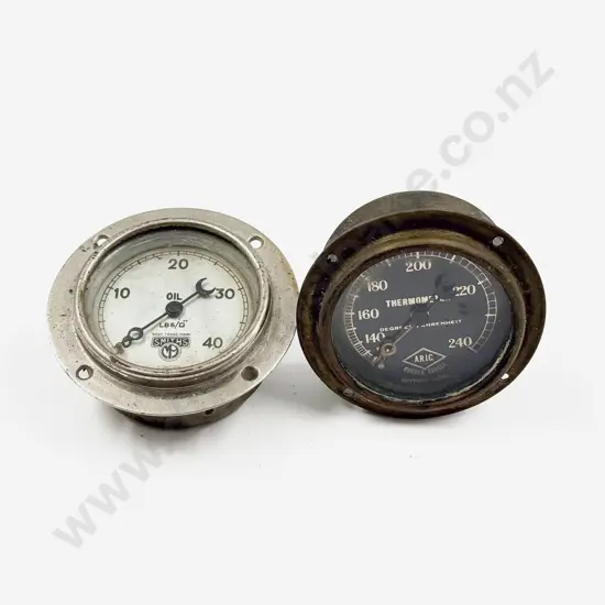 Smiths Oil Gauge and ARIC Morden Surrey Thermometer