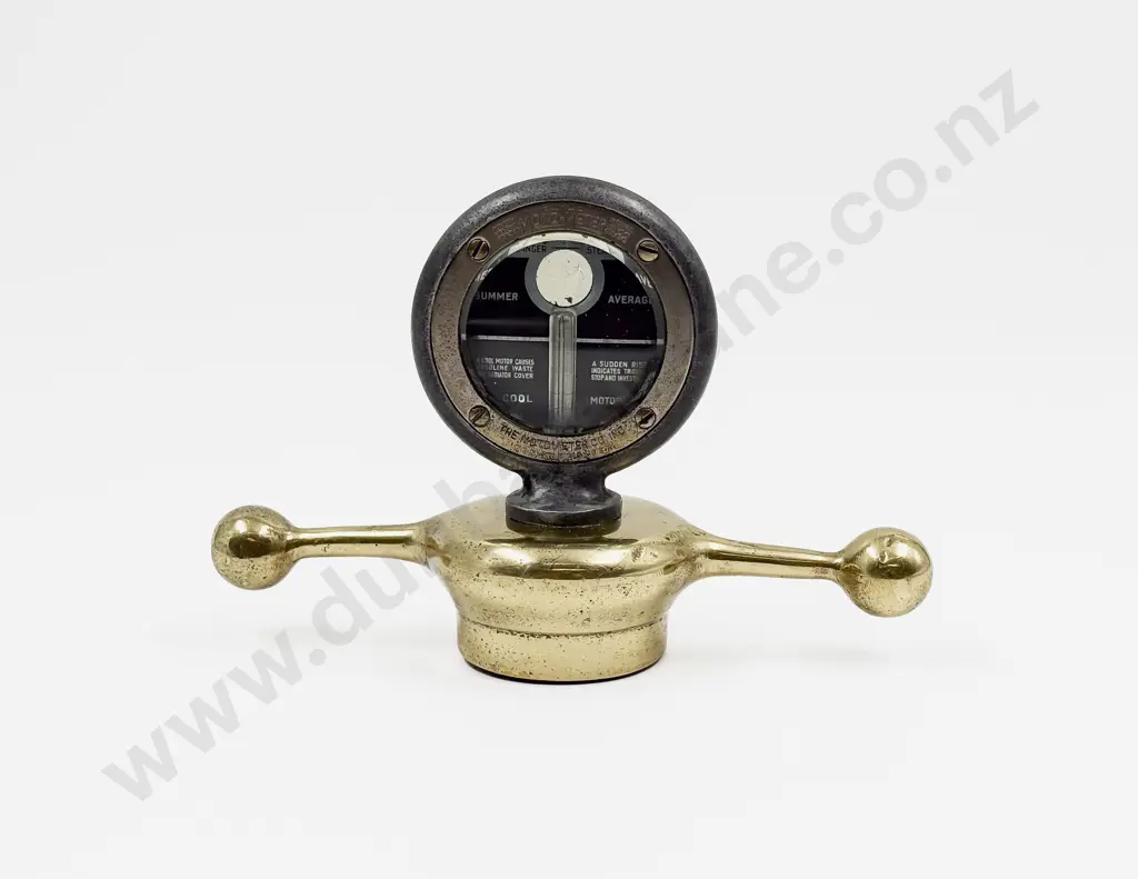 Antique Boyce Moto Meter Standard on 'Dog Bone' Radiator Cap Image 1++
