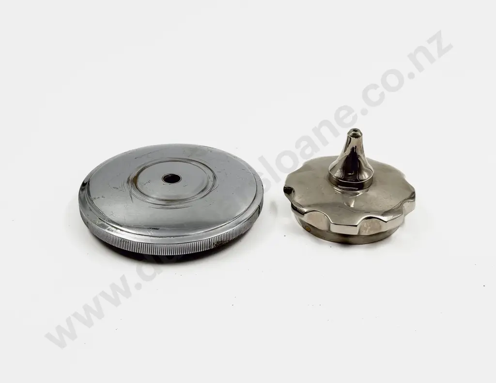 Two Vintage Heavy Chrome Plated Radiator Caps Image 1++