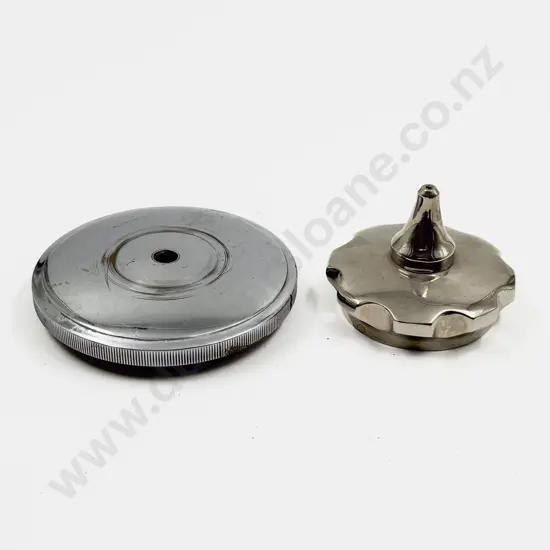 Two Vintage Heavy Chrome Plated Radiator Caps