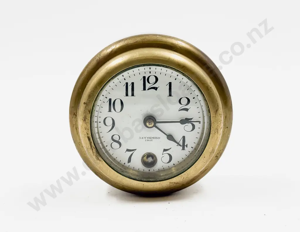 New Ormond 8 Day Brass Cased Key-Wind Car Clock Image 1++