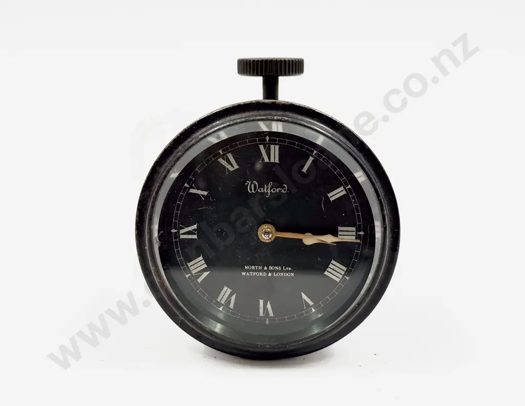 Watford Japanned Metal Cased Lever Wind Car Clock Image 1++