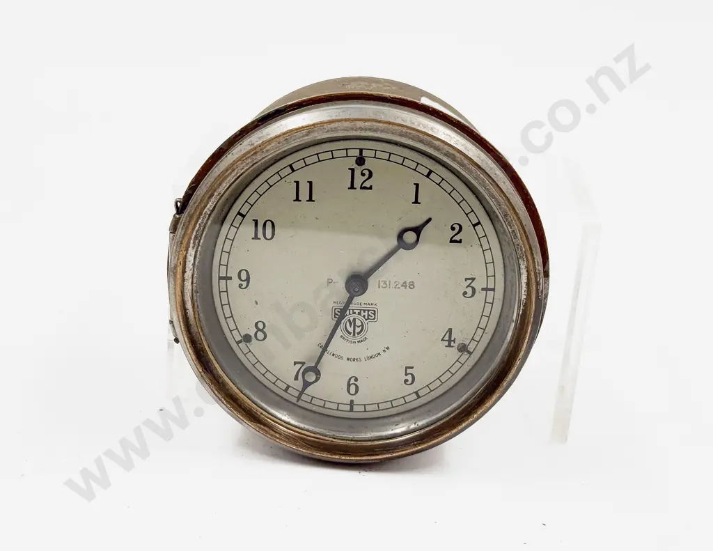 Smiths 131248 White Metal & Chromed Cased Lever Wind Car Clock Image 1++