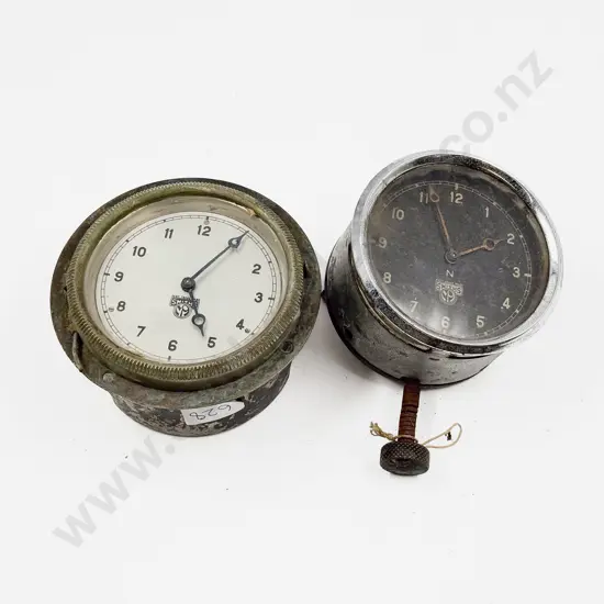 Smiths White Metal Cased Lever Wind Car Clock
