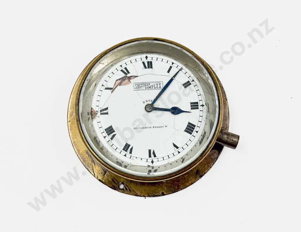 Sheffield-Simplex Brass Cased 8 Day Lever Wind Car Clock Image 1++