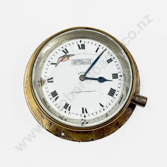 Sheffield-Simplex Brass Cased 8 Day Lever Wind Car Clock