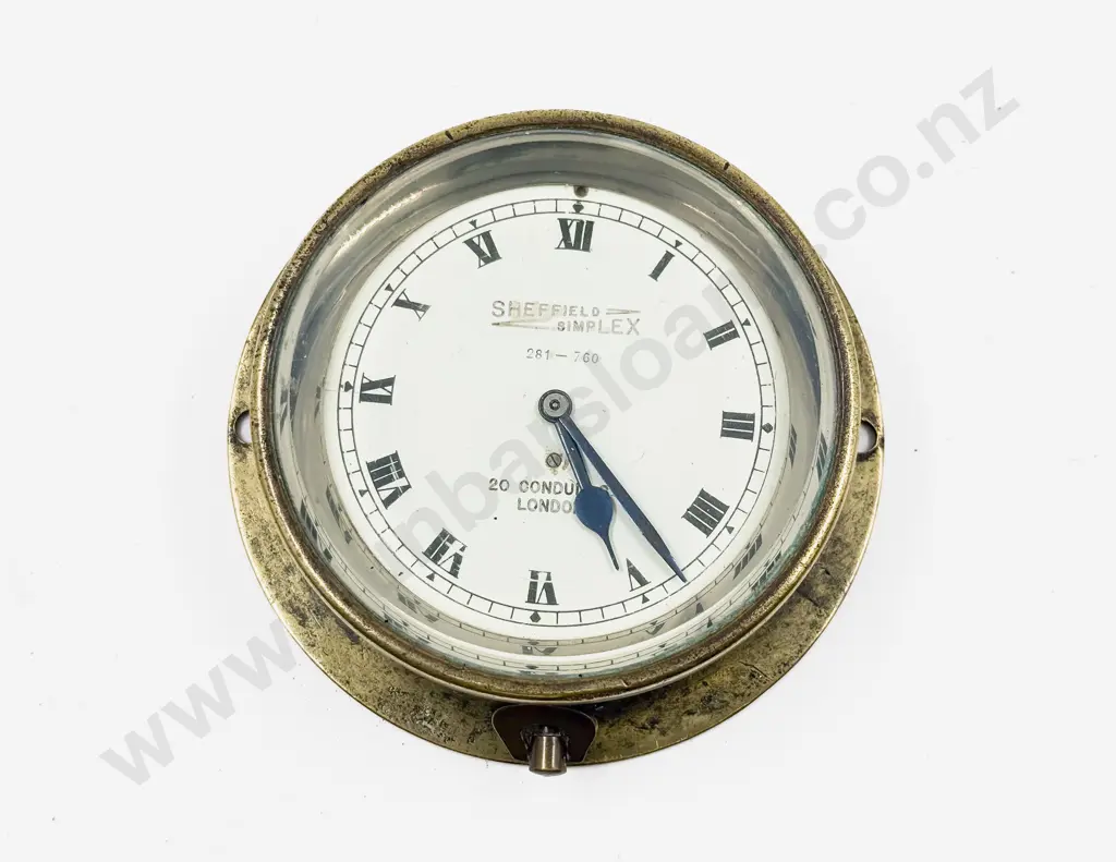 Sheffield-Simplex Brass Cased 8 Day Lever Wind Car Clock Image 1++