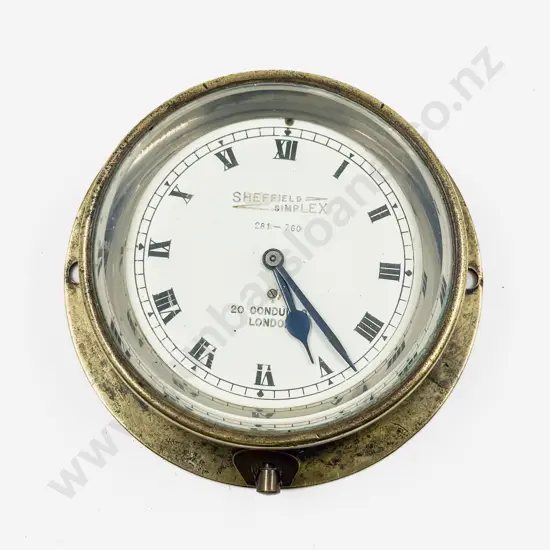 Sheffield-Simplex Brass Cased 8 Day Lever Wind Car Clock