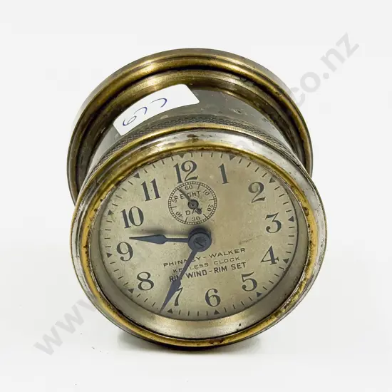 Phinney-Walker Brass Cased 8 Day Rim Wind Car Clock