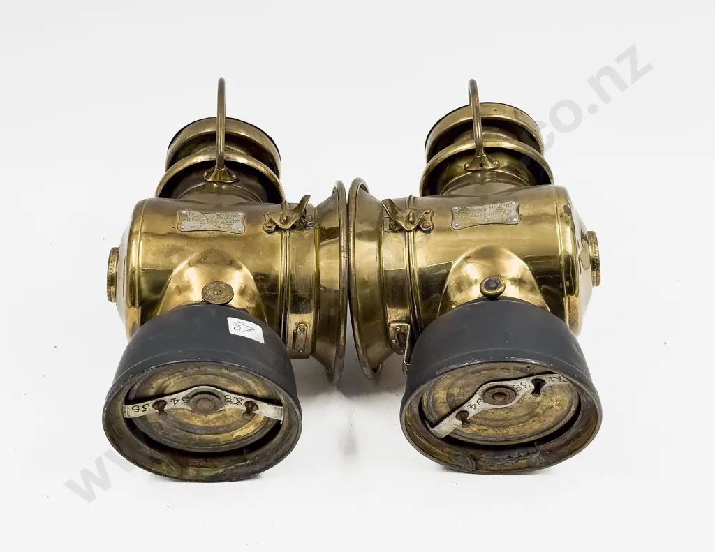 Pair Antique Lucas Brass Gas Lamps Image 1++